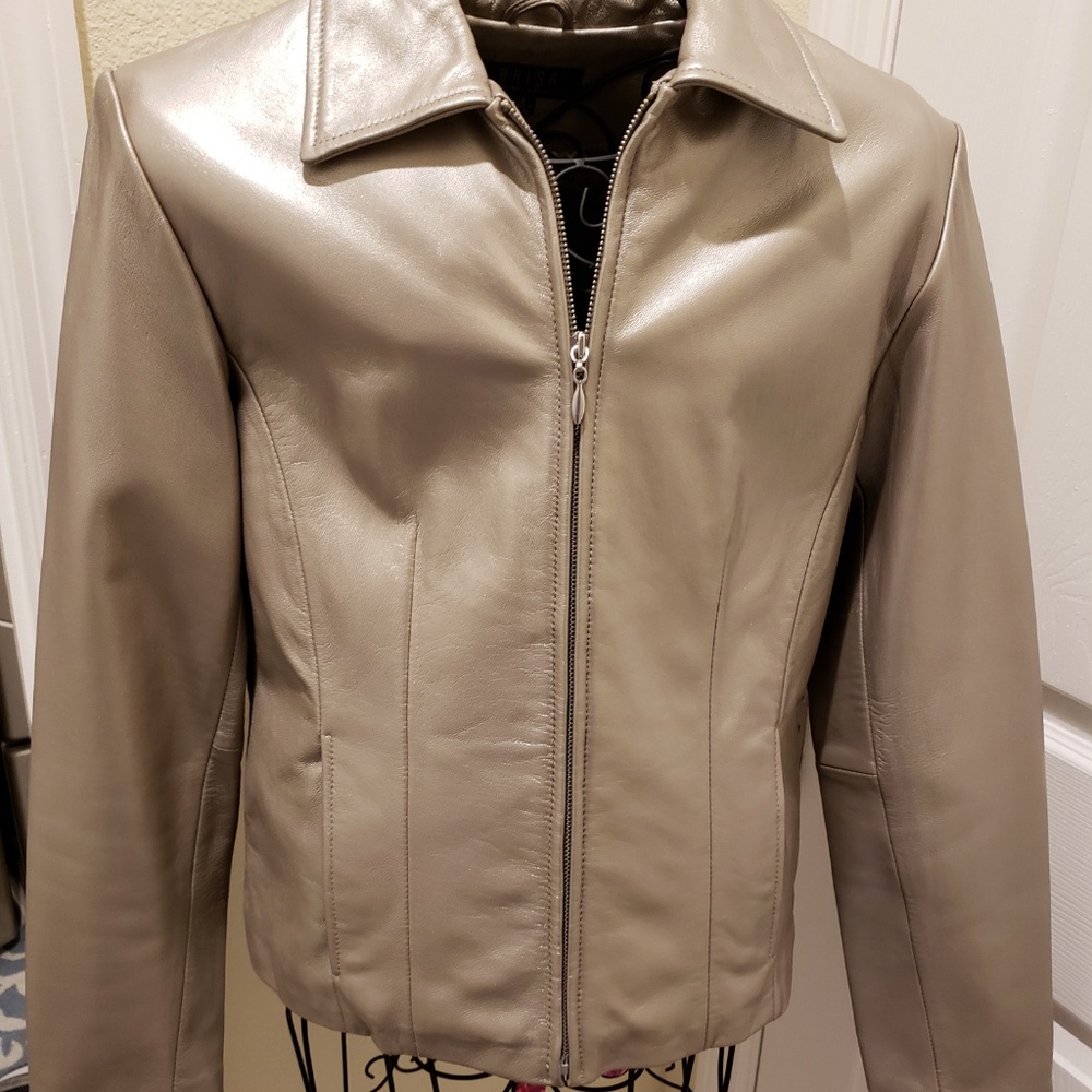Leather-Brisha Champange Colored Jacket Sz Sm